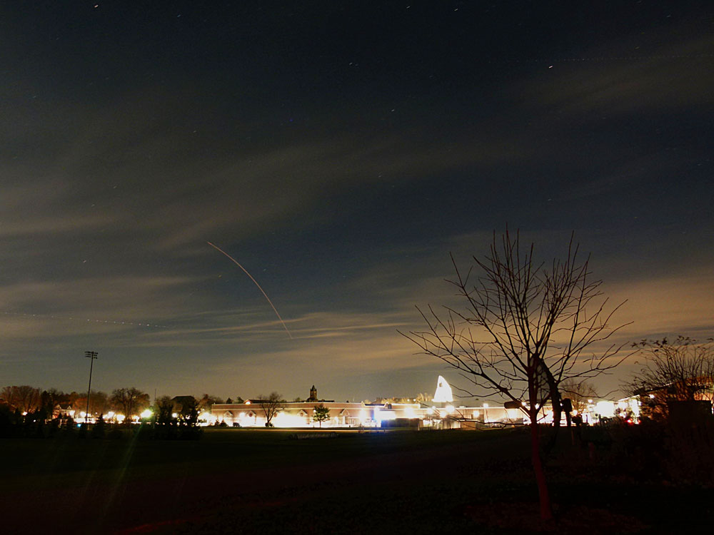 Rocket launch from Wallops Island, VA, as seen from campus.