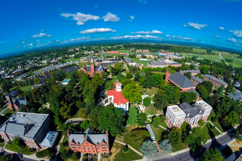 aerial photograph of Gettysburg College's campus
