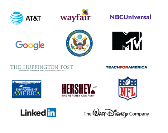 list of places we work, include AT&T, Google, United States Department of State, and Linkedin.