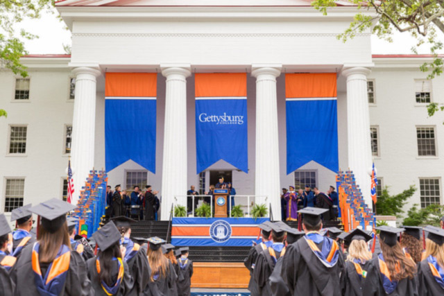 Gettysburg College Commencement in front of Penn Hall