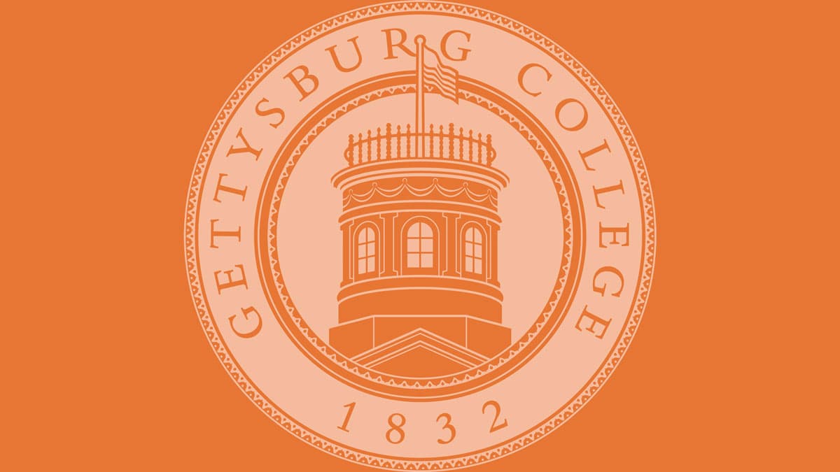 white College seal against orange background