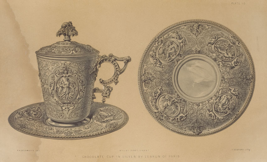 Drawing of a historical silver chocolate cup