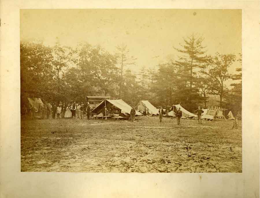 Image of a Civil War encampment from Special Collections and Archives