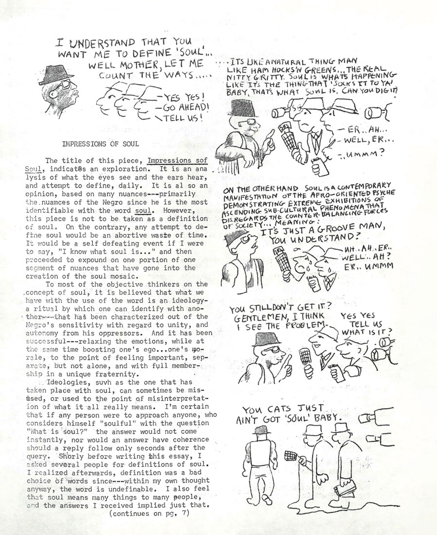 Poster with comic from Black Awareness publication circulated on Gettysburg College's campus