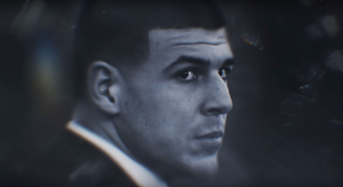 Headshot of Aaron Hernandez in black and white