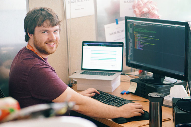 Alex at his computer