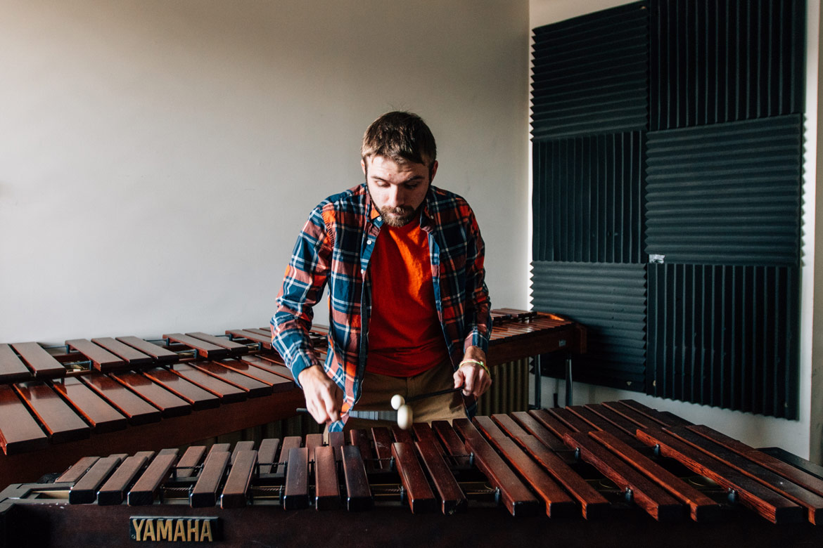 Skylar playing his instrument