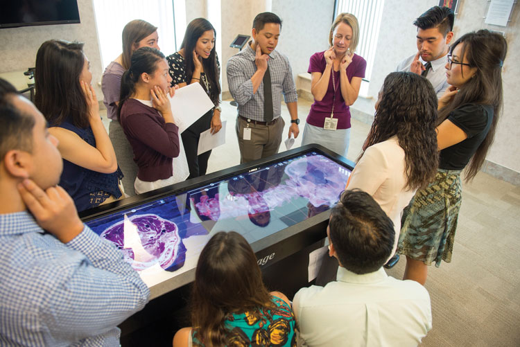 Anatomage table and students 