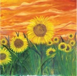 Painting of a field of sunflowers