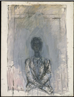 Grey painting with a figure sitting down
