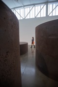 Large stone sculptures shaped like cylinders