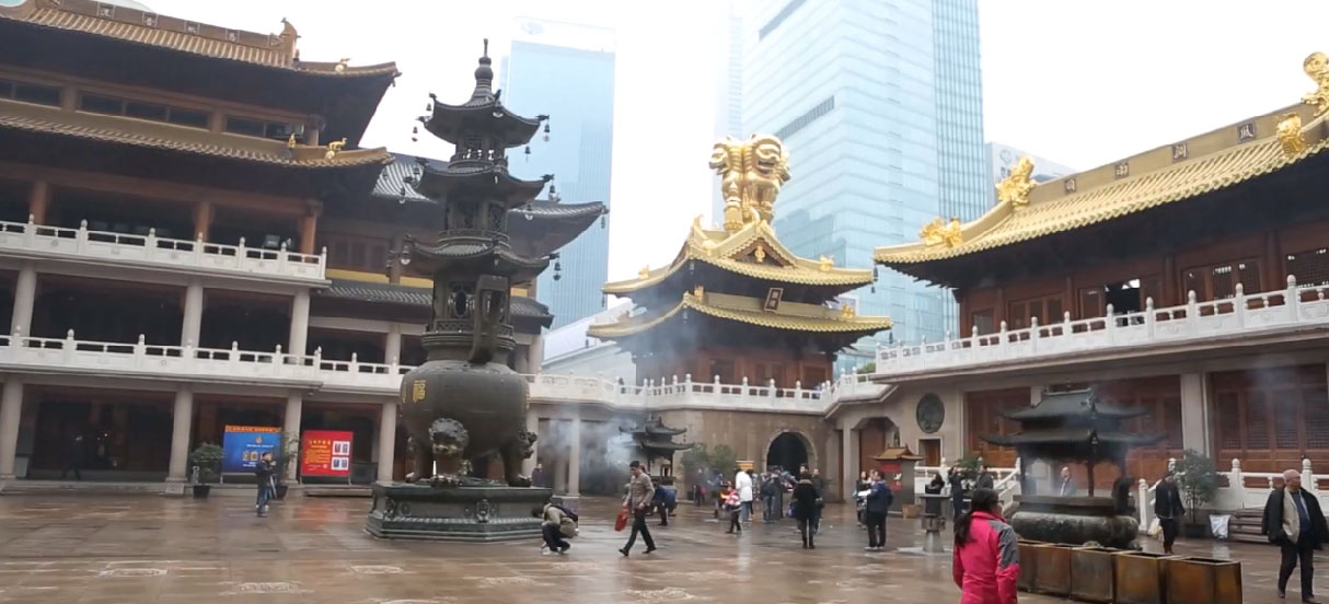 Big pagodas and shrines in Shanghai, China