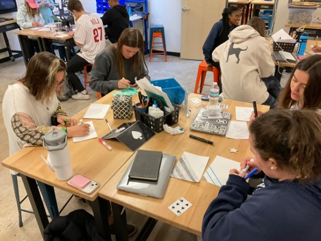 Students working at table