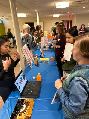 Students giving presentations