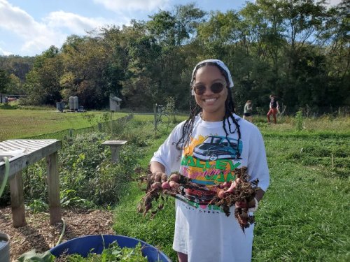 Student at the farm