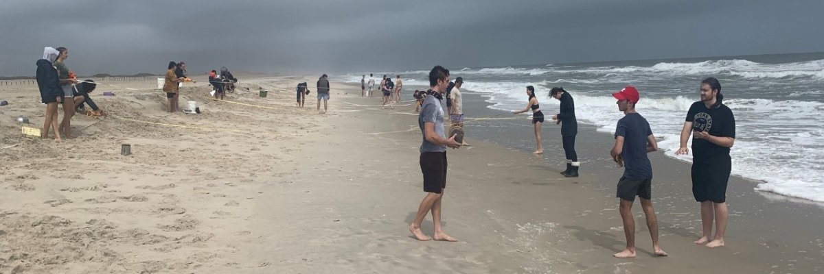 Students on the shores of Assateague Island