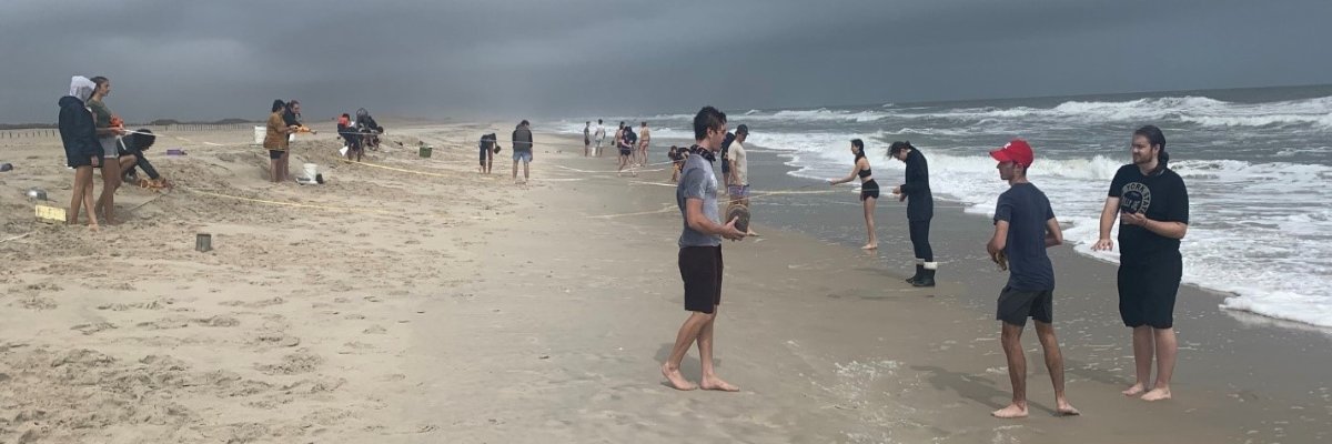 Students on the shores of Assateague Island 