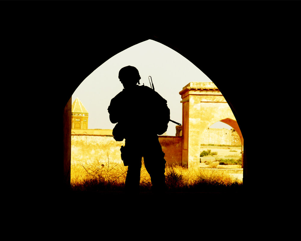 The silhouette of a soilder