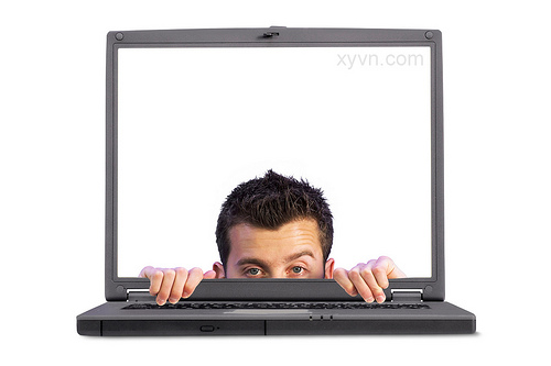 A guy in a laptop