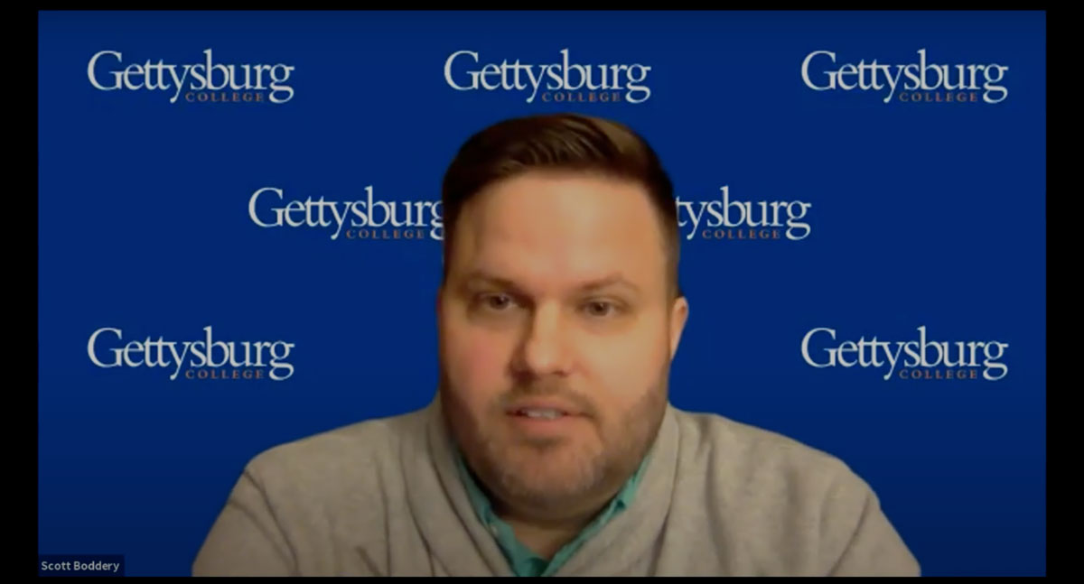 Scott Boddery in a Zoom presentation about the Supreme Court