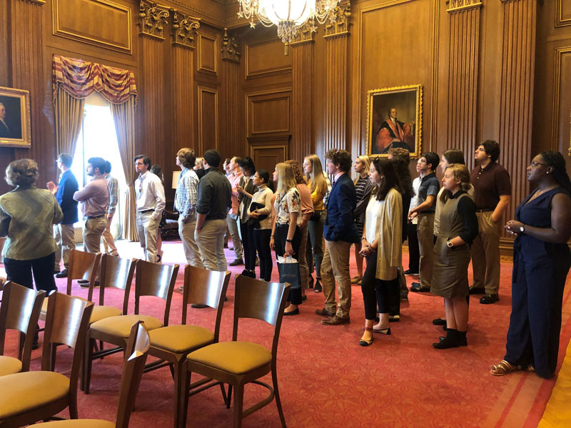 Public Policy students inside government building