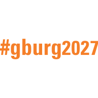 #gburg2027 social media icon with orange text