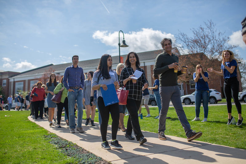 parents visiting with students