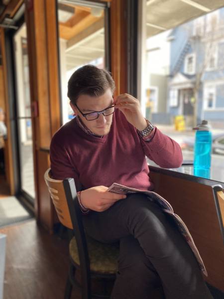 Logan Grubb ’21 reading in Providence, R.I.