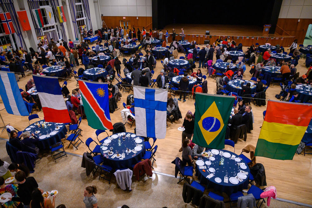 Image of Burgburst with flags hanging from the ceiling