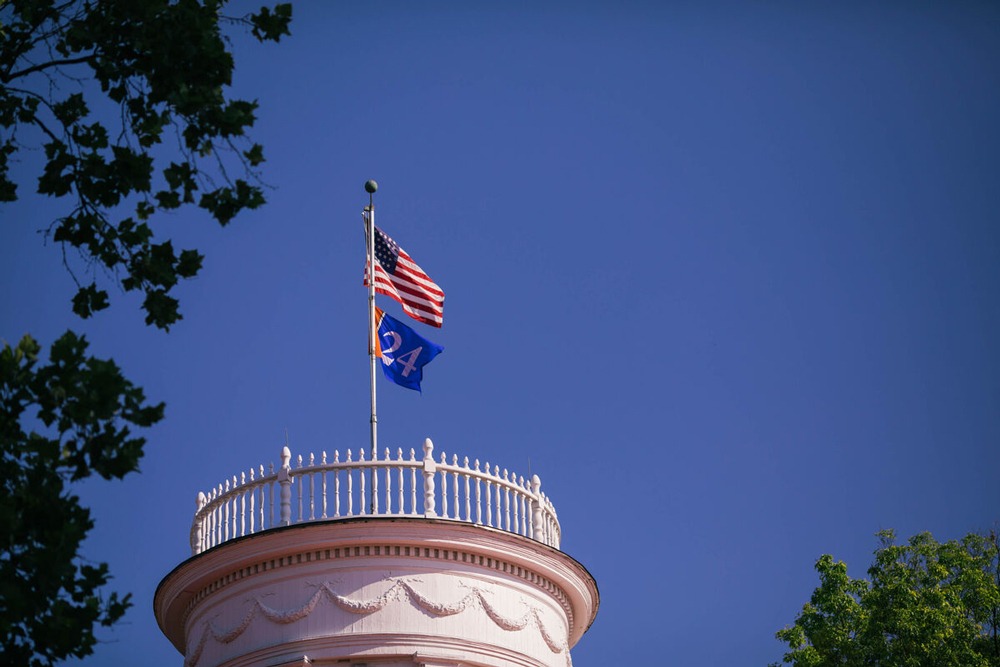 Penn Hall's cupola with the class flag flying above it