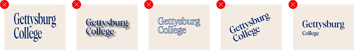 Gettysburg College wordmark incorrect usage