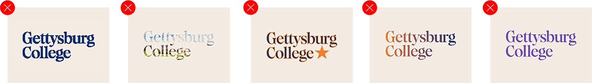 Gettysburg College wordmark incorrect usage