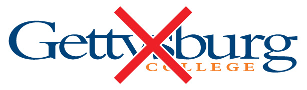 Gettysburg College wordmark vertically compressed, incorrect usage
