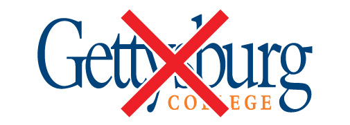 Gettysburg College wordmark vertically stretched, incorrect usage
