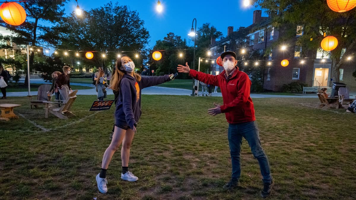 Boba Ngoc Pham ’21 and Brad Lancaster at Mid-Autumn Festival 2020