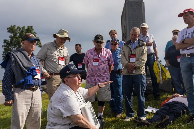 CWI conference attendees on a tour of the Gettysburg Battlefield with a tour guide