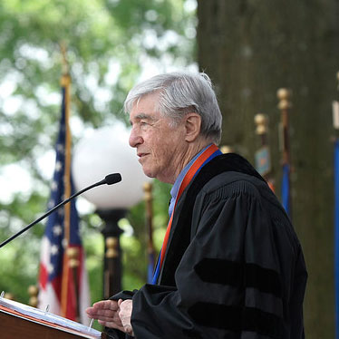 Jerry Spinelli speaking at Commencement