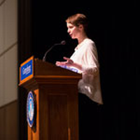 Author Emily St. John Mandel speaks to first-year students