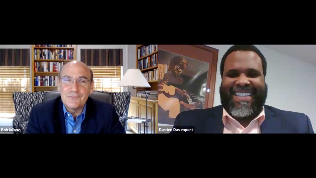 President Iuliano and Assistant VP Darrien Davenport on video call