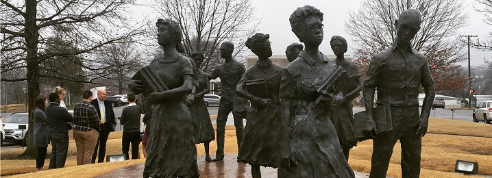 Photo of Little Rock 9 statues in Little Rock, Arkansas.