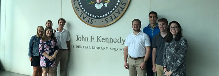 Photo of students at the John F Kennedy Library