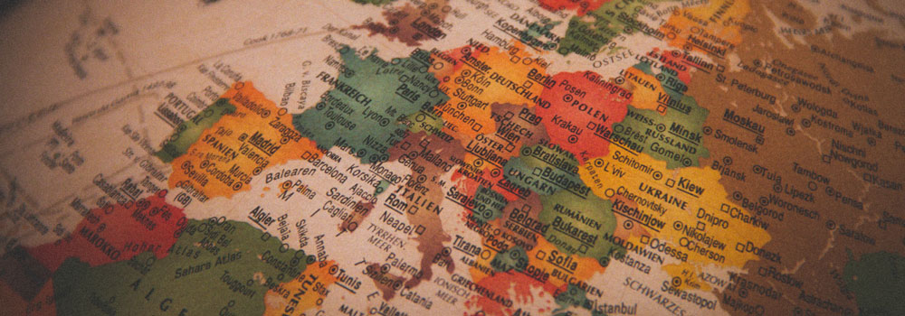 Globe showing a map of Europe