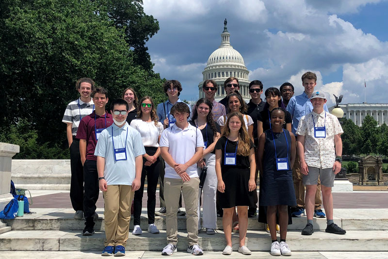 Students outside the Capitol building