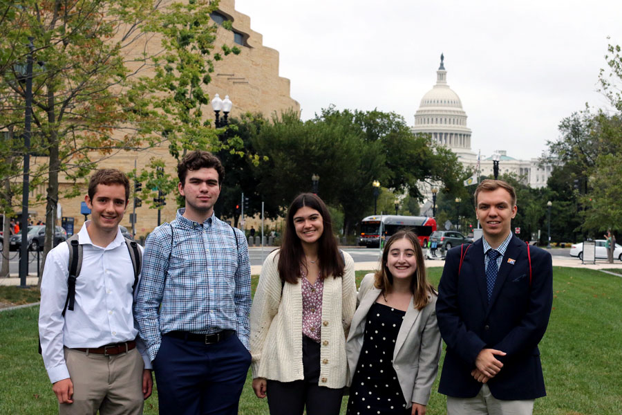 Students posing for a photo in downtown DC