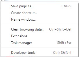 Chrome More Tools Menu