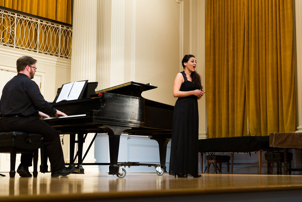 Vocalist and pianist performing at the Sunderman Conservatory