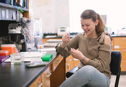 A student in the lab