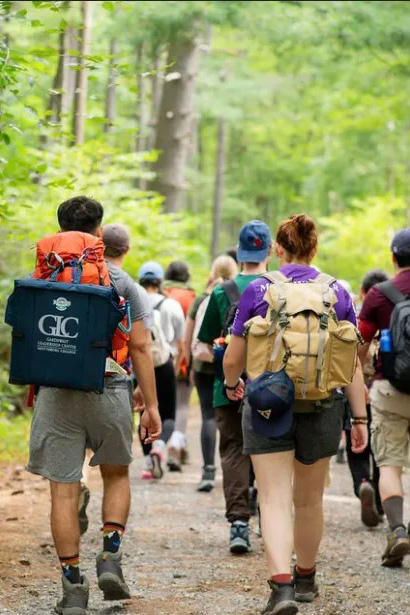 A group of students hiking