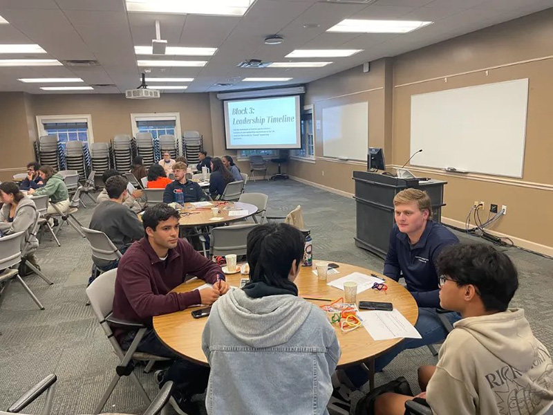 Students engage in group discussions