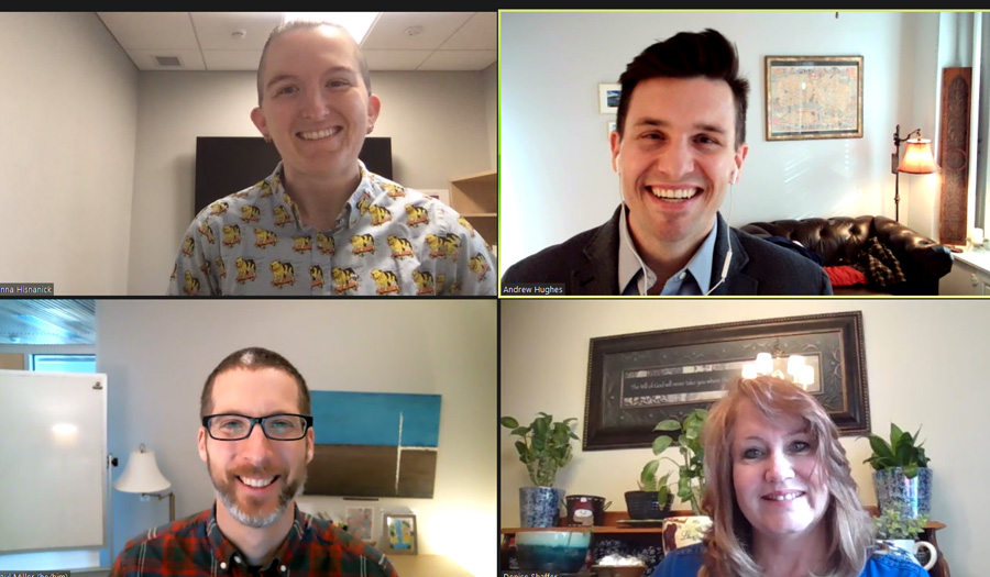 Zoom session with the GLC Team's faces in four quadrants